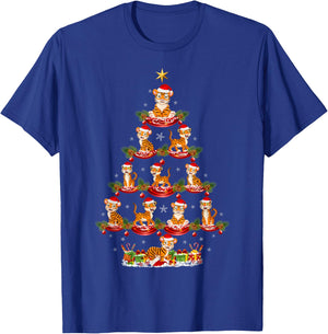 Tiger Xmas Lighting Santa Tiger Christmas Tree T-Shirt - T-Shirt | Royal