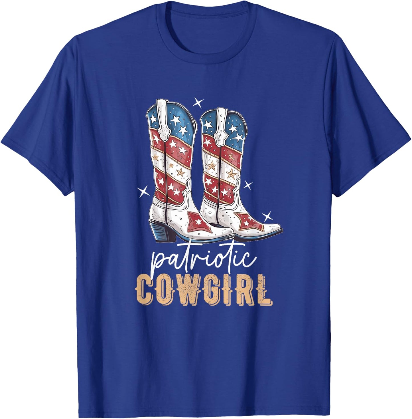 Patriotic Cowgirl Boots American Flag July 4th Of July Rodeo T-Shirt - T-Shirt | Royal
