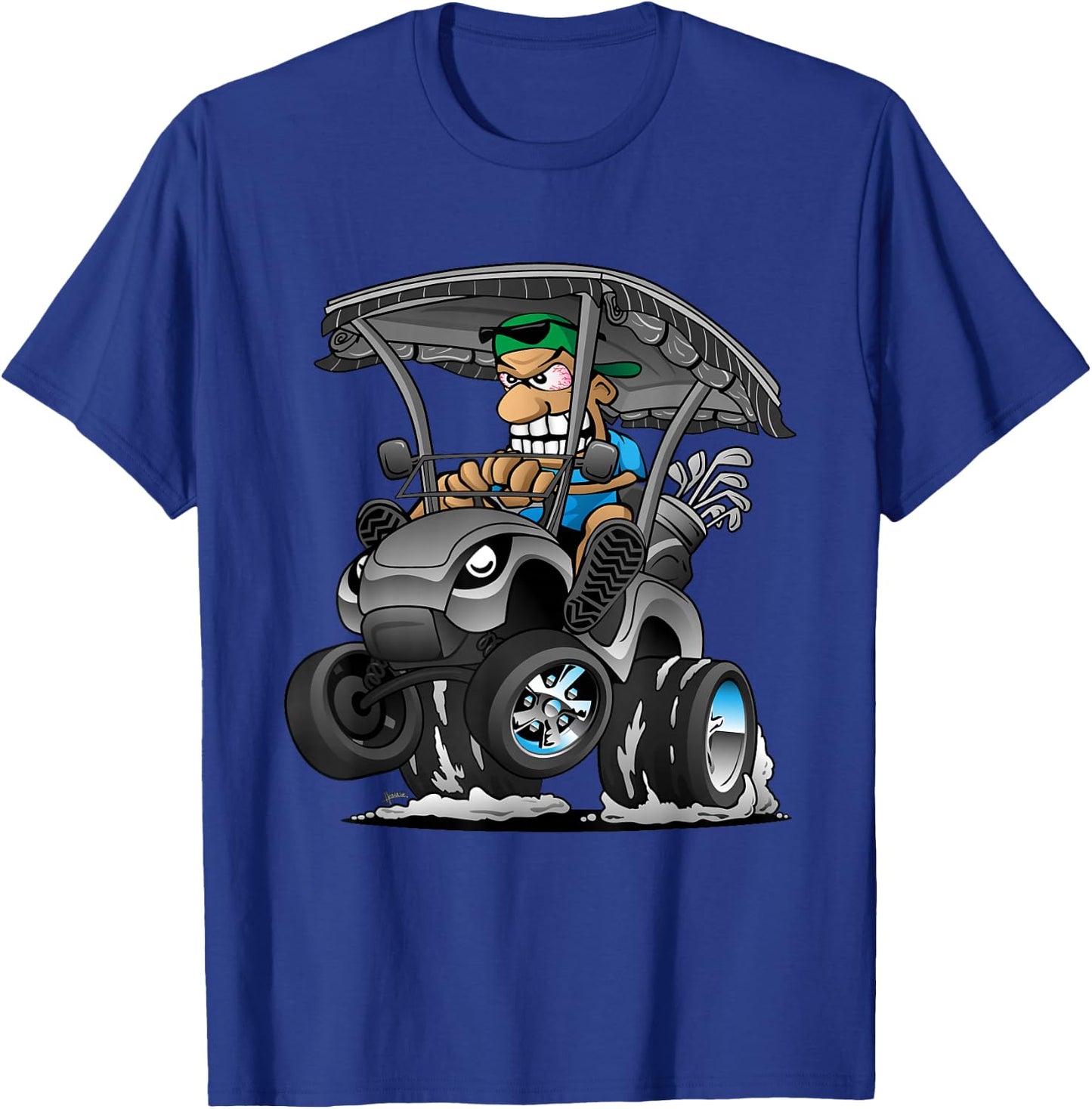 Funny Golf Cart Cartoon Golf Car and Golfing Humor Design T-Shirt - T-Shirt | Royal