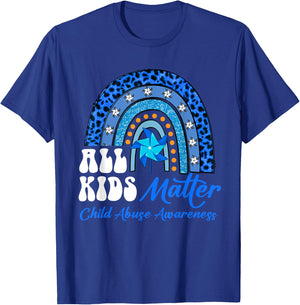 All Kids-Matter Pinwheel Blue Rainbow Child Abuse Awareness T-Shirt - T-Shirt | Royal