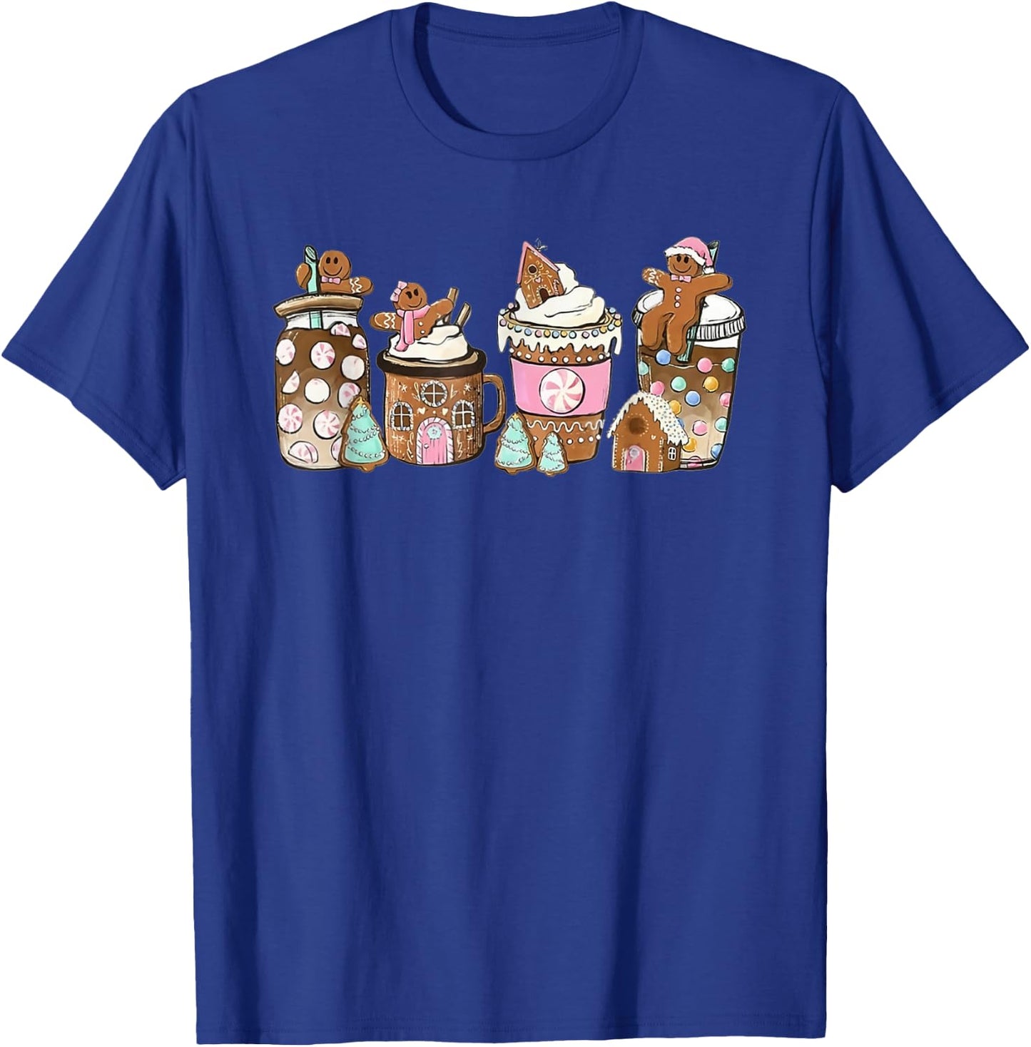 Gingerbread Christmas Coffee Lover Latte Drink Funny Xmas T-Shirt - T-Shirt | Royal