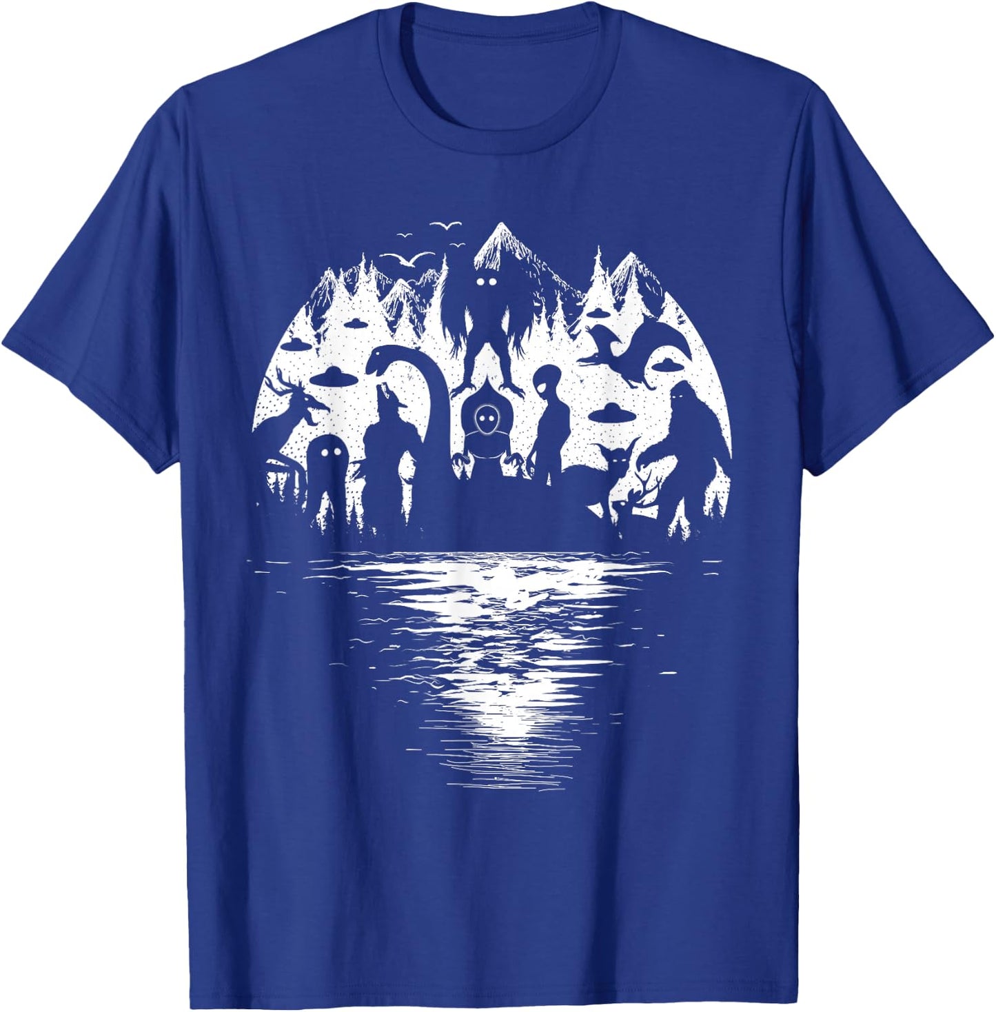 Bigfoot Loch Ness Mothman and Cryptid Monsters Cryptozoology T-Shirt - T-Shirt | Royal