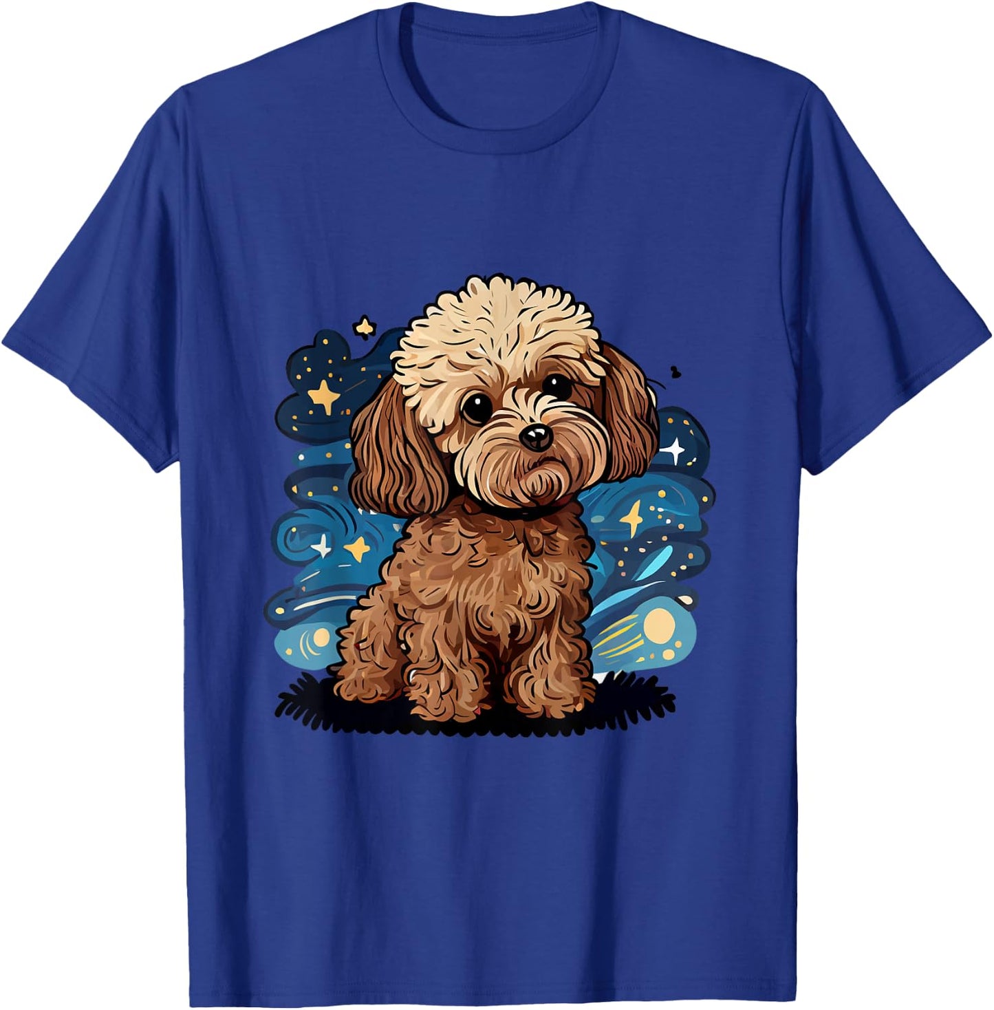 Brown Maltipoo Starry Night Van Gogh Maltipoo Mom Dad Owner T-Shirt - T-Shirt | Royal