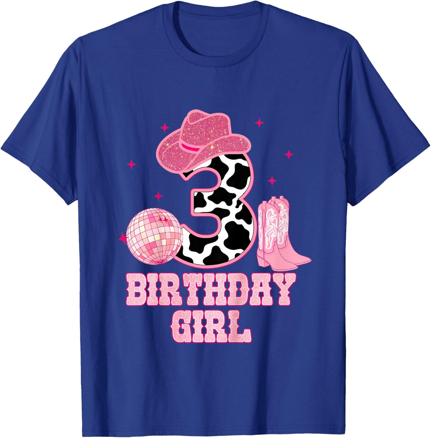 Happy 3rd Birthday Girl Outfit Rodeo Western Cowgirl Cowboy T-Shirt - T-Shirt | Royal