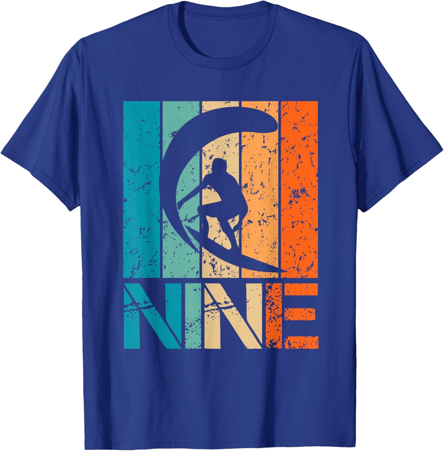 9th Surfing Birthday 9 Year Old 9yr Boy Girl Birthday Surfer T-Shirt - T-Shirt | Royal