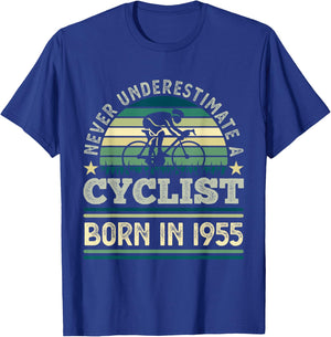 Cyclist born in 1955 70th Birthday Cycling Bicycle T-Shirt - T-Shirt | Royal