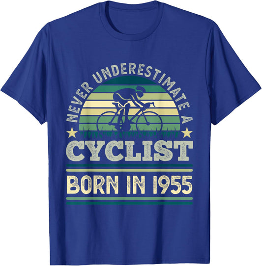 Cyclist born in 1955 70th Birthday Cycling Bicycle T-Shirt - T-Shirt | Royal