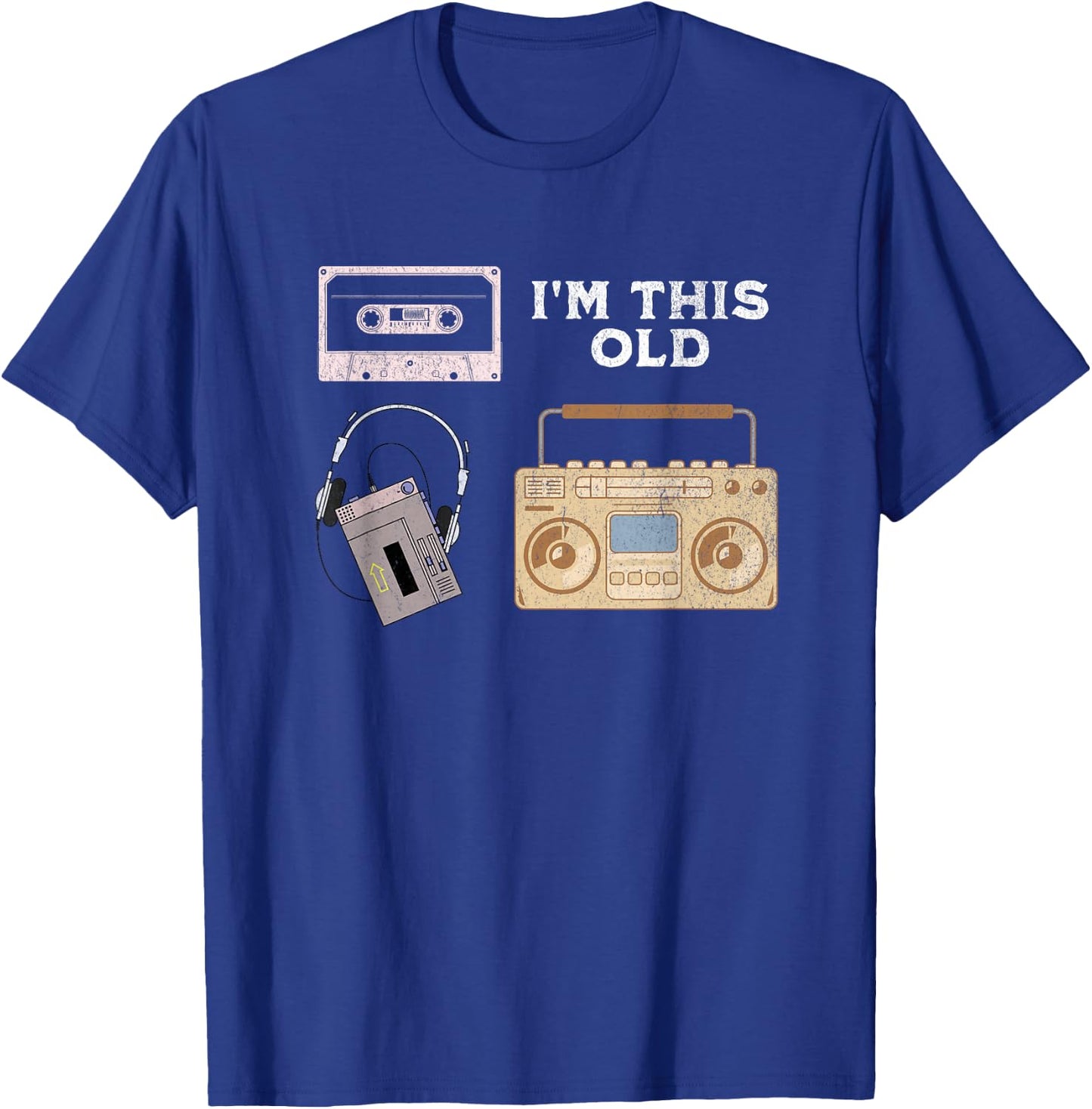 Vintage Funny Birthday I'm This Old Music Cassette T-Shirt - T-Shirt | Royal