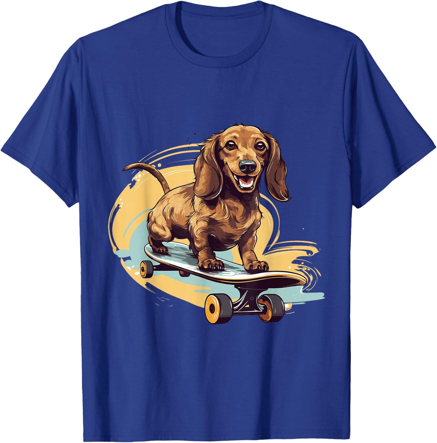 Dachshund wiener sausage dog Cute Graphic with a Skateboard T-Shirt - T-Shirt | Royal