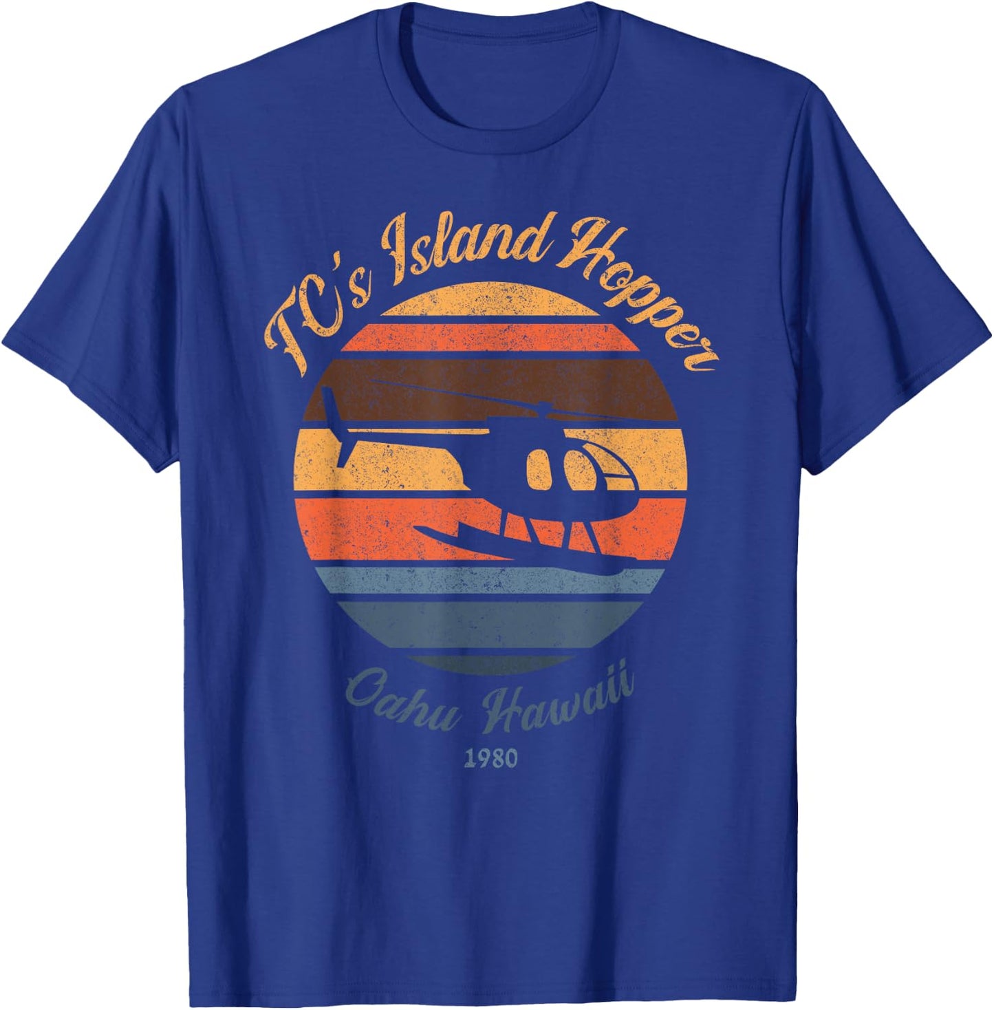 TC's Island hoppers Helicopter vintage sunset 80's worn T-Shirt - T-Shirt | Royal