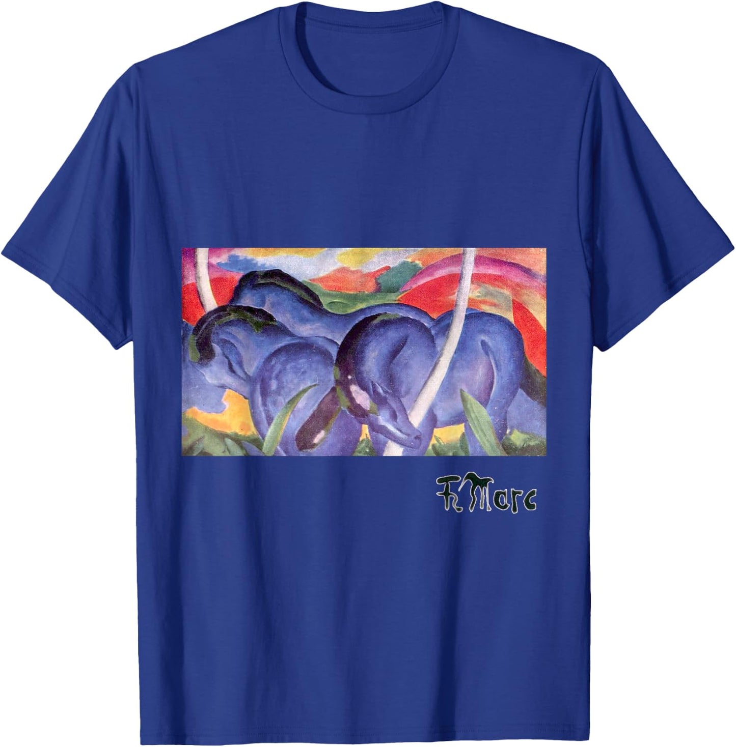 Franz Marc Expressional Art Large Blue Horses 1911 T-Shirt - T-Shirt | Royal