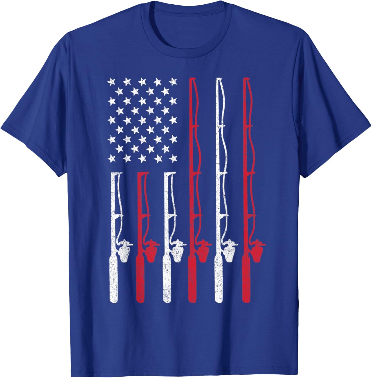 American Flag Fishing Shirt Vintage Fishing Women Kids Men T-Shirt - T-Shirt | Royal