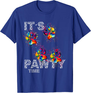 It´s Pawty Time Paws for animal lovers cute colorful Party T-Shirt - T-Shirt | Royal