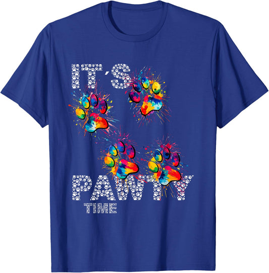 It´s Pawty Time Paws for animal lovers cute colorful Party T-Shirt - T-Shirt | Royal
