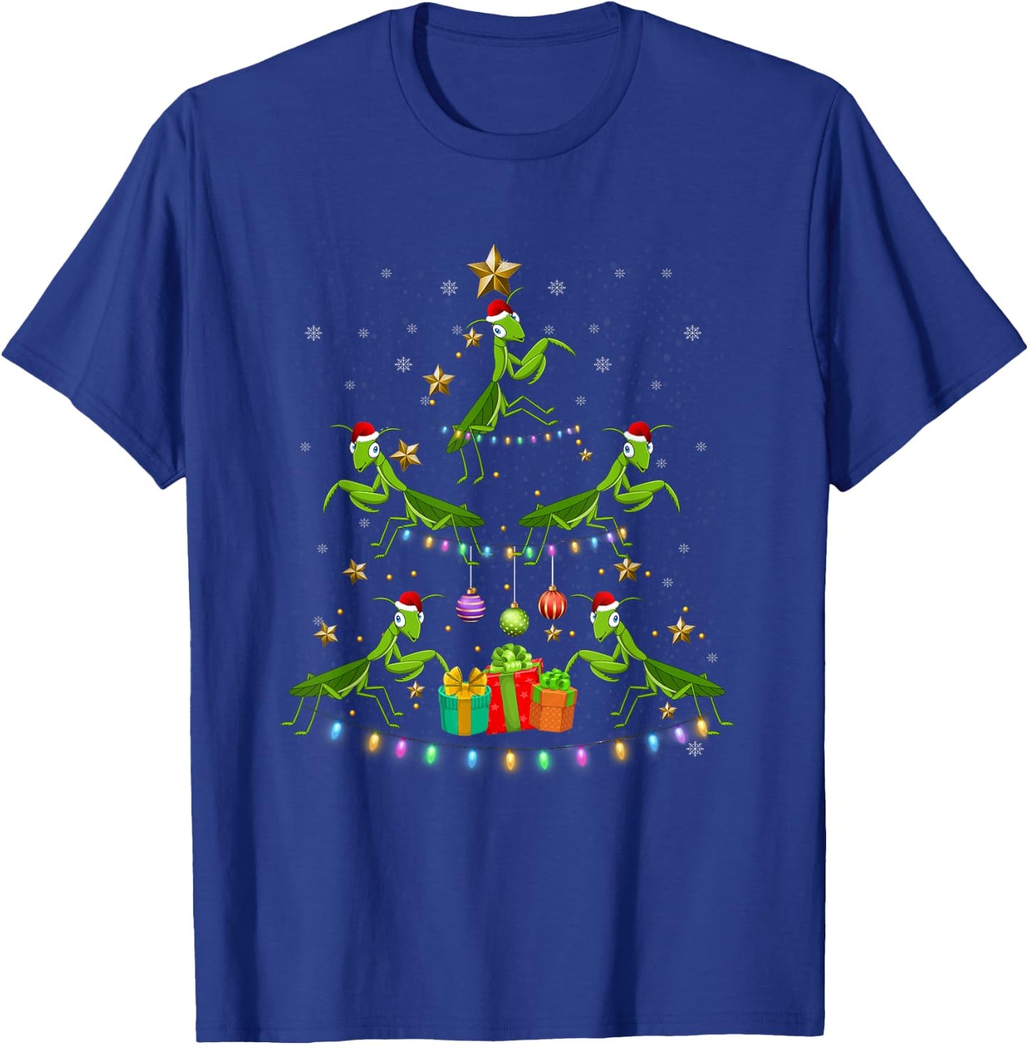 Praying Mantis Christmas Ornament Tree Funny Xmas Insects T-Shirt - T-Shirt | Royal