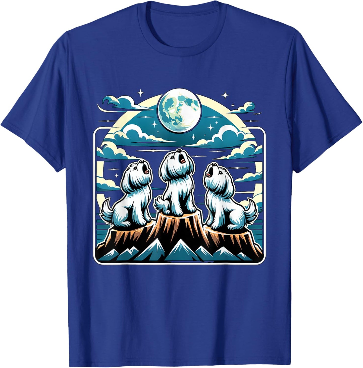 Howling At Moon Maltese Dog T-Shirt - T-Shirt | Royal
