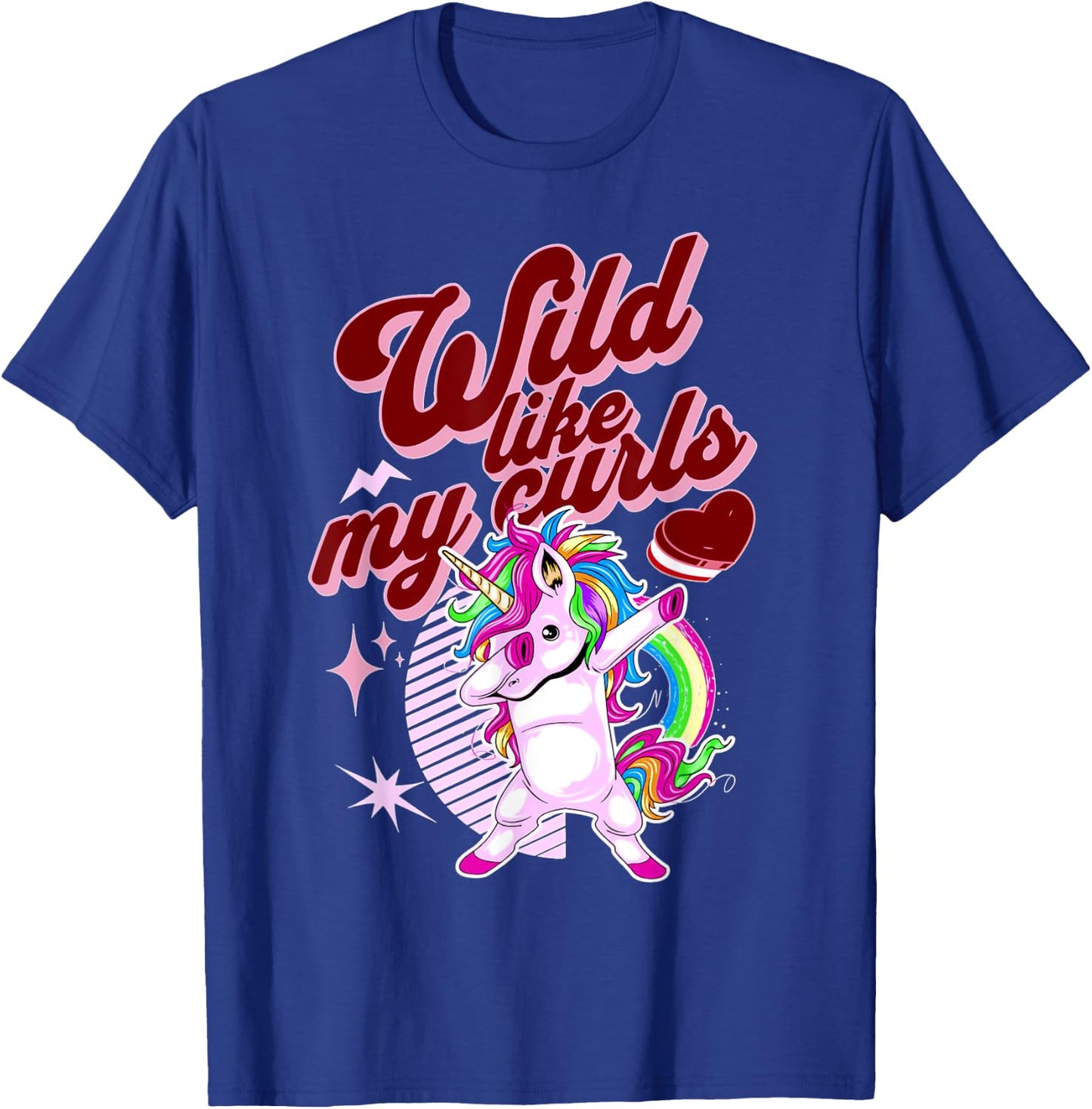 Wilds Like My Curls Toddler Cute Unicorn Curly Haired Retro T-Shirt - T-Shirt | Royal
