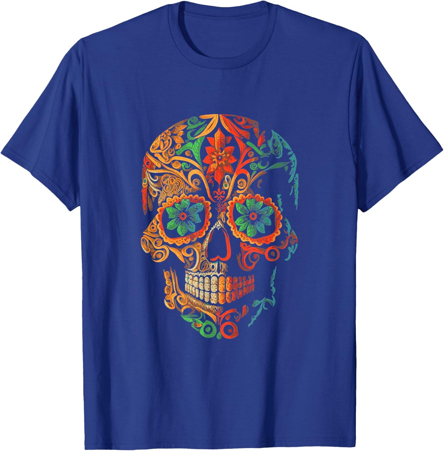 Sugar Skull Beautiful Artistic T-Shirt - T-Shirt | Royal