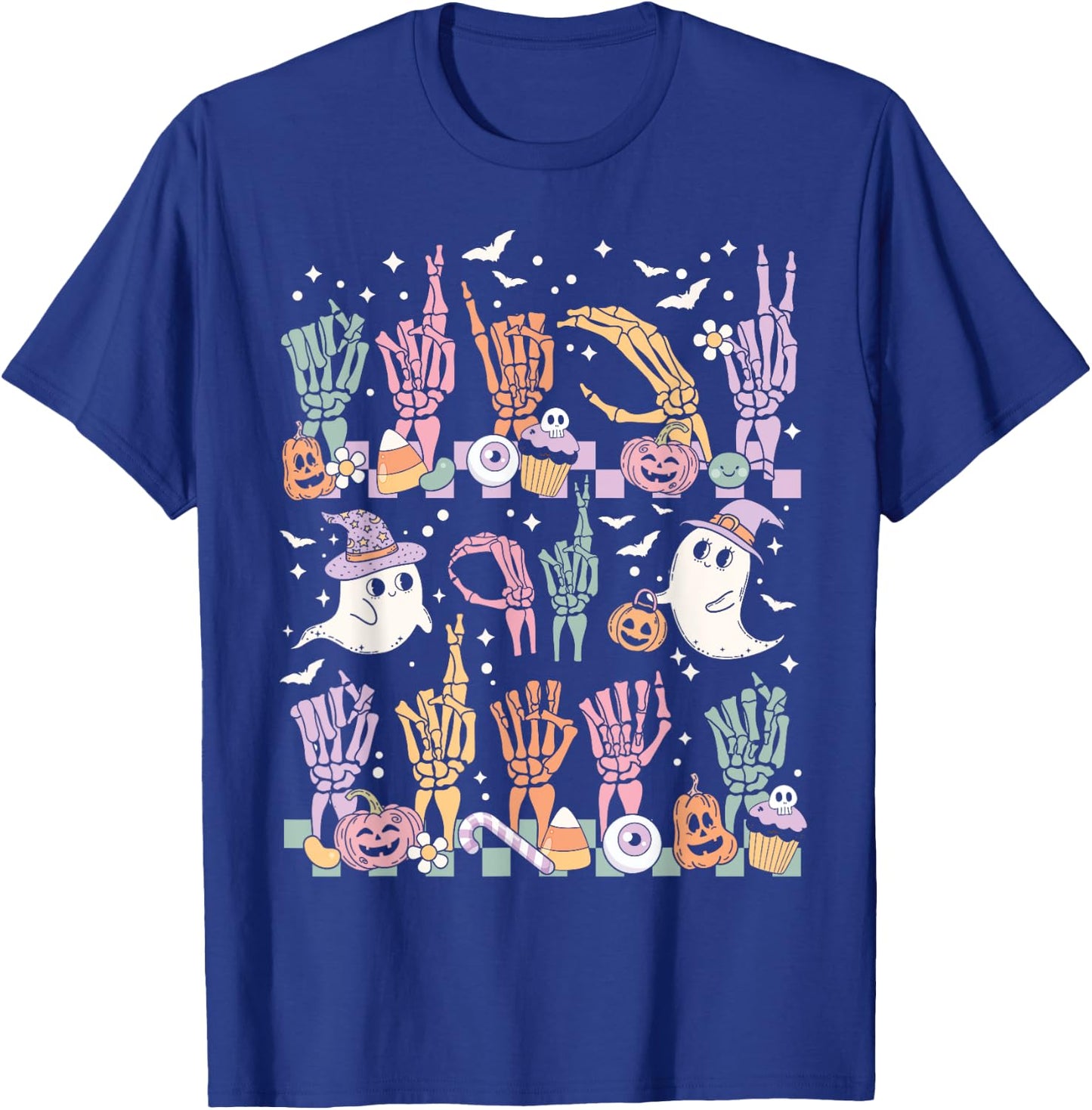 Trick or Treat ASL Hands American Sign Language Halloween T-Shirt - T-Shirt | Royal