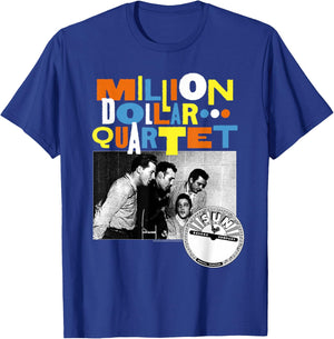 Million Dollar Quartet Multicolor Logo Black and White Photo T-Shirt - T-Shirt | Royal