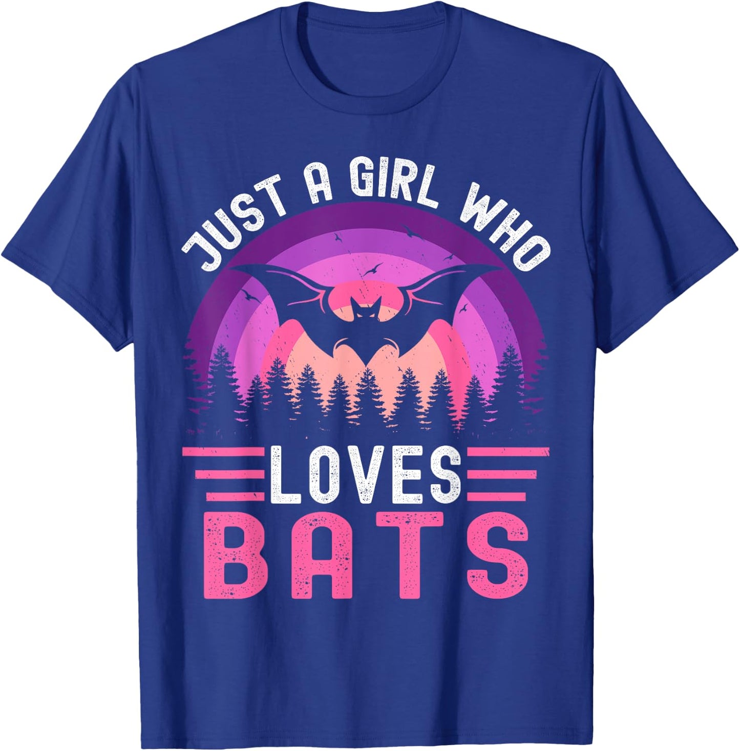 Vintage Bat Just a Girl Who Loves Bats Funny Bat Halloween T-Shirt - T-Shirt | Royal