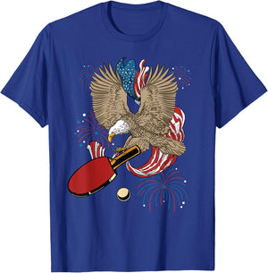 4th Of July Ping Pong Eagle USA Flag America Table Tennis T-Shirt - T-Shirt | Royal
