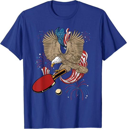 4th Of July Ping Pong Eagle USA Flag America Table Tennis T-Shirt - T-Shirt | Royal