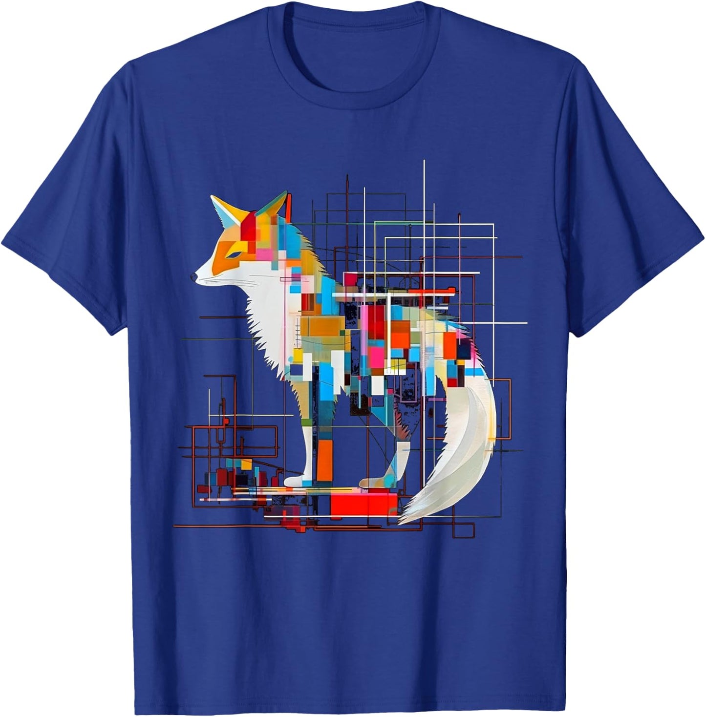 Fox Geometric Artwork Colorful | Animal Motif Fox T-Shirt - T-Shirt | Royal