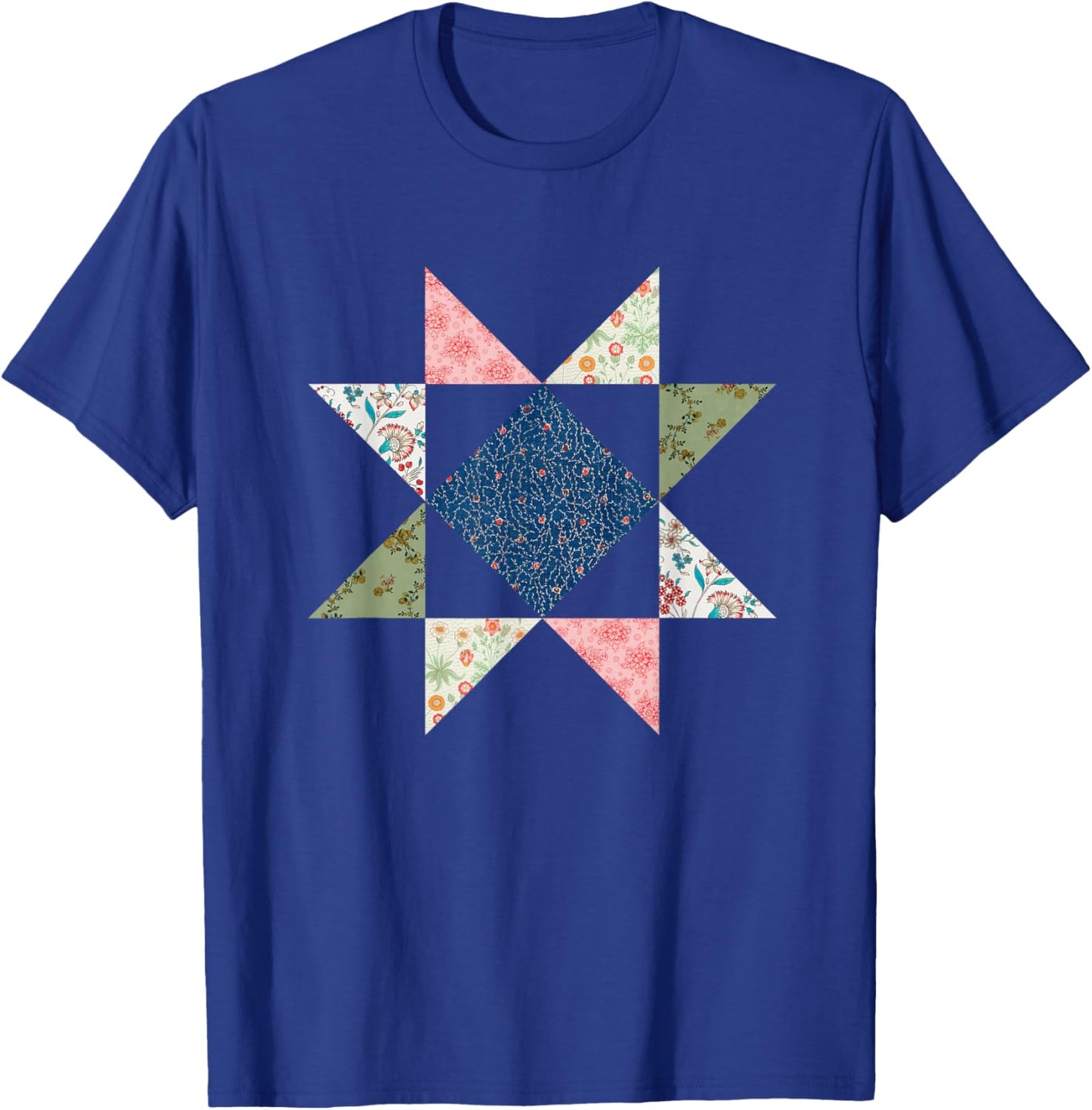 Quilting Block Star Pattern T-Shirt - T-Shirt | Royal