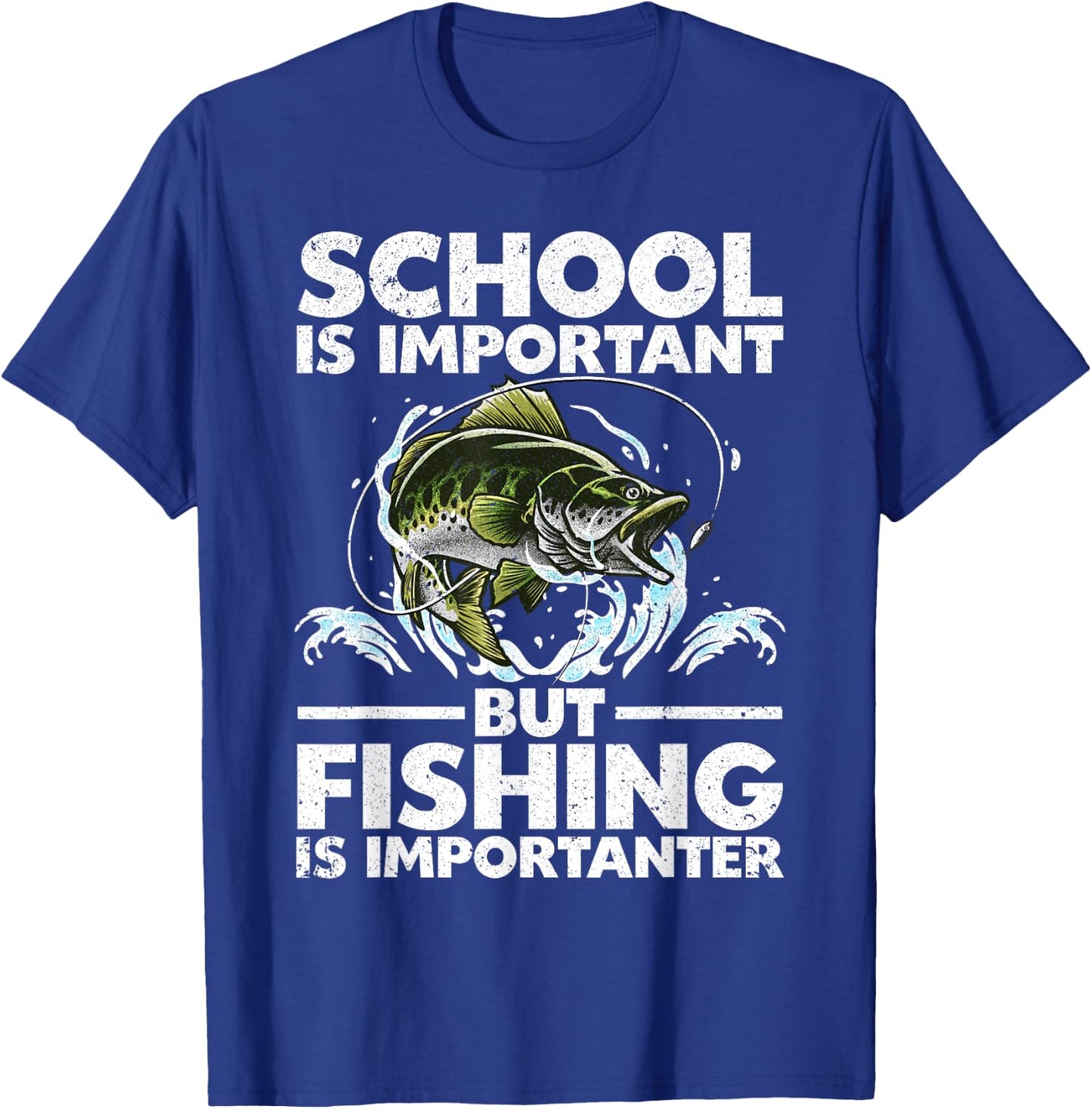 Funny Fishing For Boys Kids Youth Fish Saying Bass Fisherman T-Shirt - T-Shirt | Royal