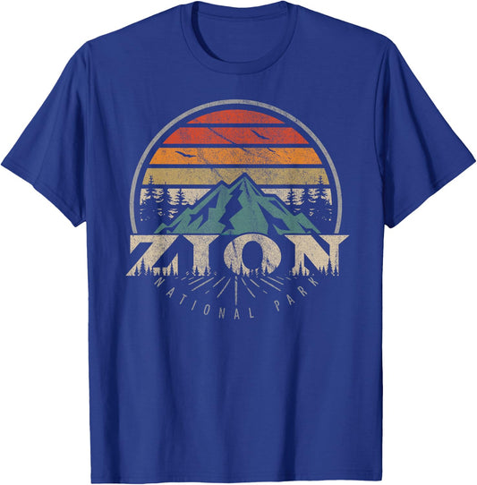 US Zion National Park Shirts & More Retro Zion National Park US Vintage Zion - Men's Black Short Sleeve - Small - Hiking & Camping Adventure Gift T-Shirt - T-Shirt | Royal