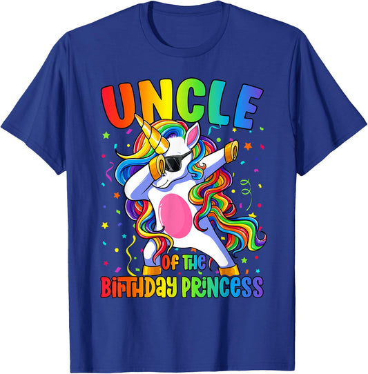 Uncle of the Birthday Princess Girl Dabbing Unicorn T-Shirt - T-Shirt | Royal