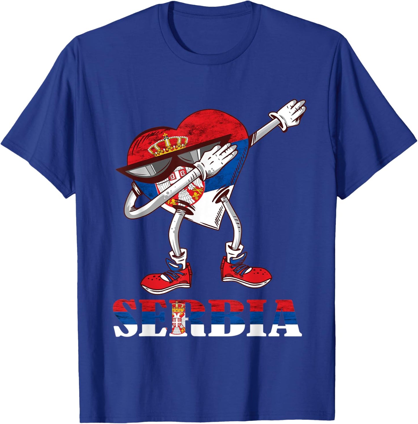 Serbian Dabbing Heart Serbian Flag Serbia Pride Serbia T-Shirt - T-Shirt | Royal