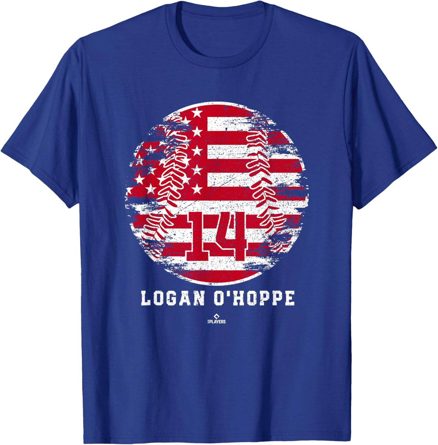 Vintage Baseball Flag Logan O Hoppe Los Angeles MLBPA T-Shirt - T-Shirt | Royal