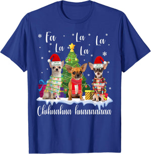 Chihuahua Dog Xmas Fa La La La Funny Ugly Christmas Sweater T-Shirt - T-Shirt | Royal