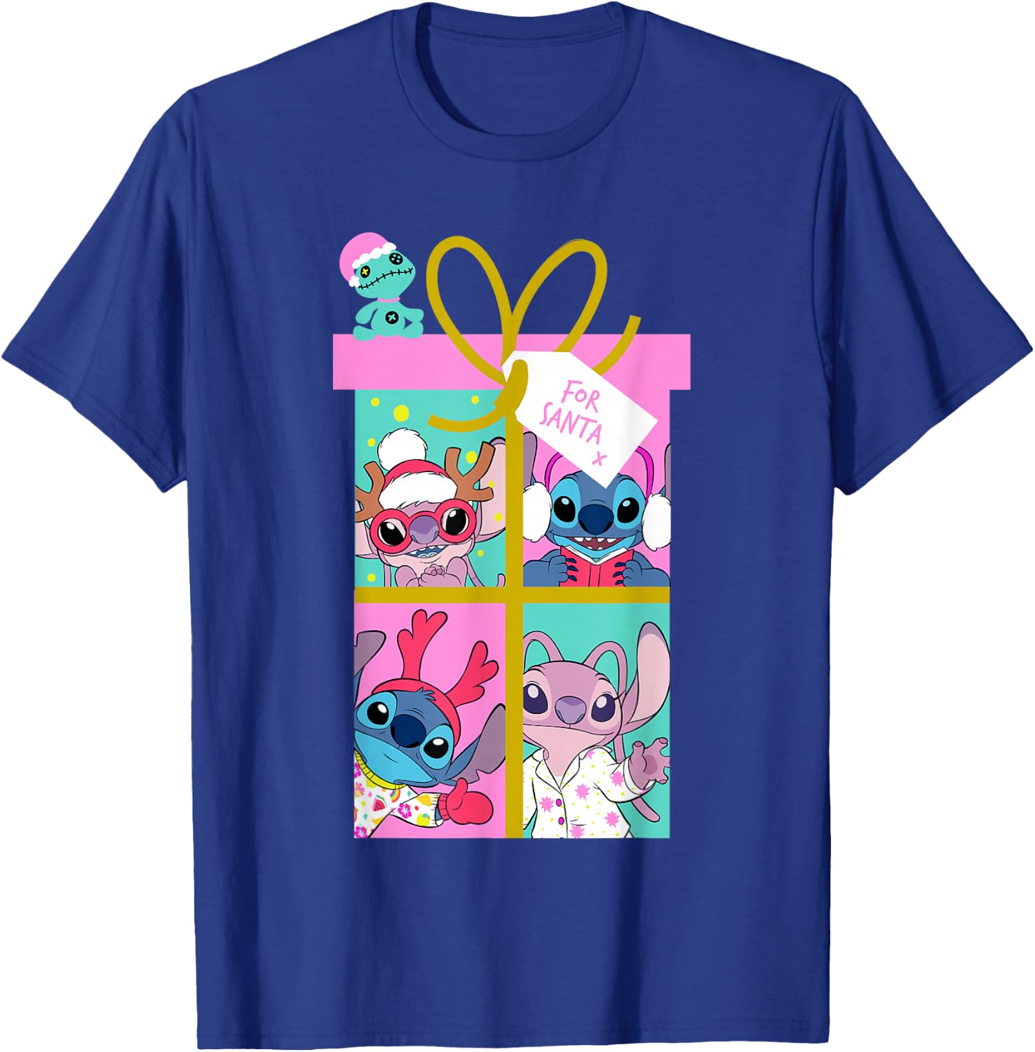 Disney Lilo & Stitch Christmas Angel & Stitch Gift Santa T-Shirt - T-Shirt | Royal