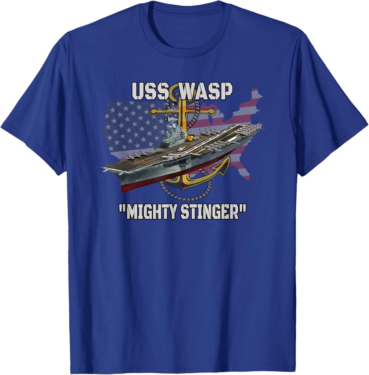 Aircraft Carrier USS Wasp CV-18 CVS-18 Veterans Sailor Dad T-Shirt - T-Shirt | Royal