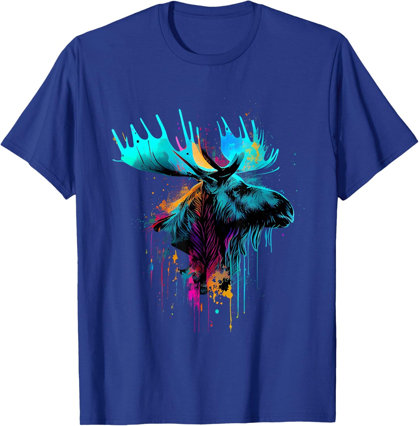 Moose Lovers Colorful Pop Art Beautiful Moose T-Shirt - T-Shirt | Royal