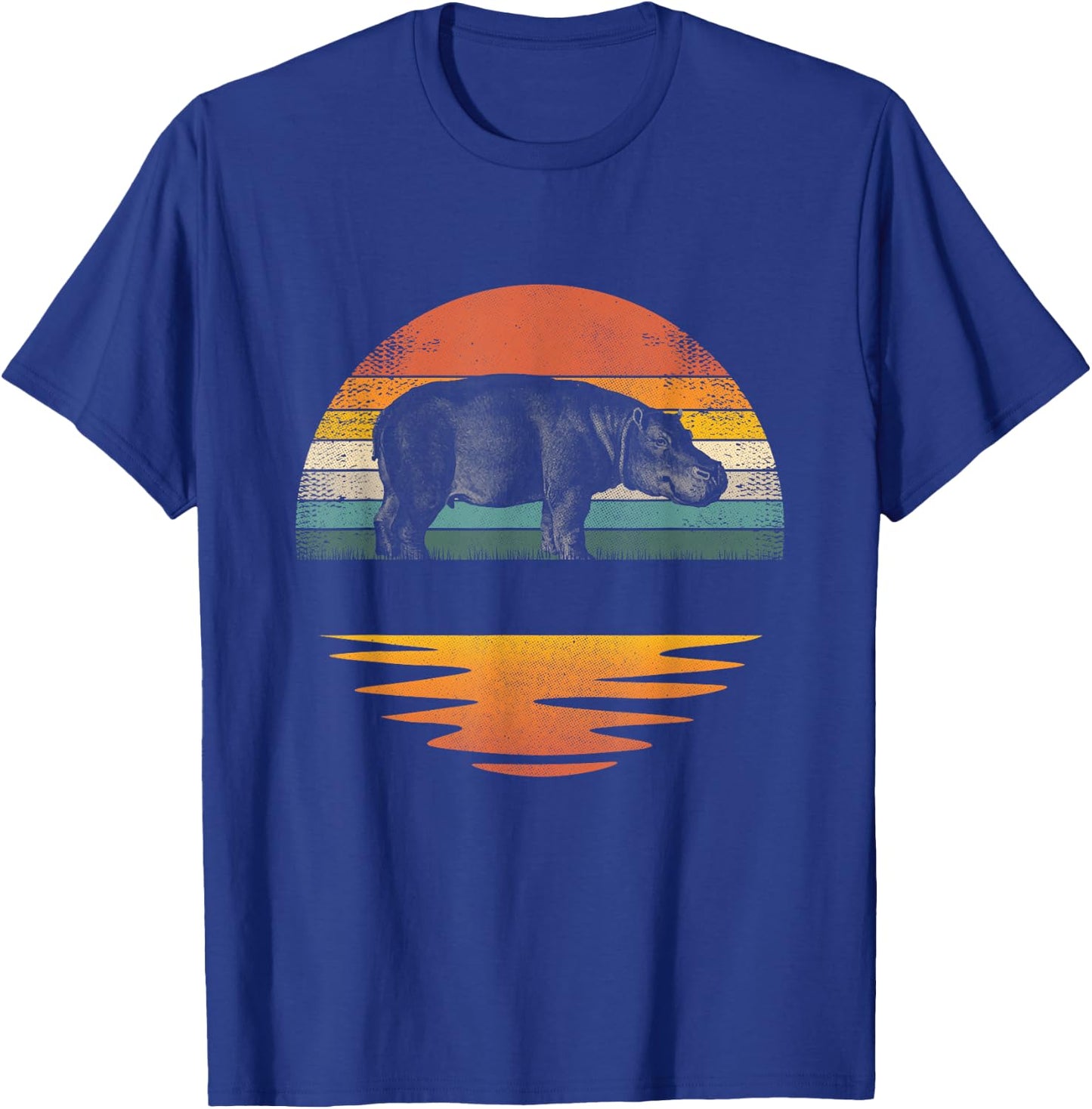 Hippo Retro Sunset Hippo Lover Men Women Kids T-Shirt - T-Shirt | Royal