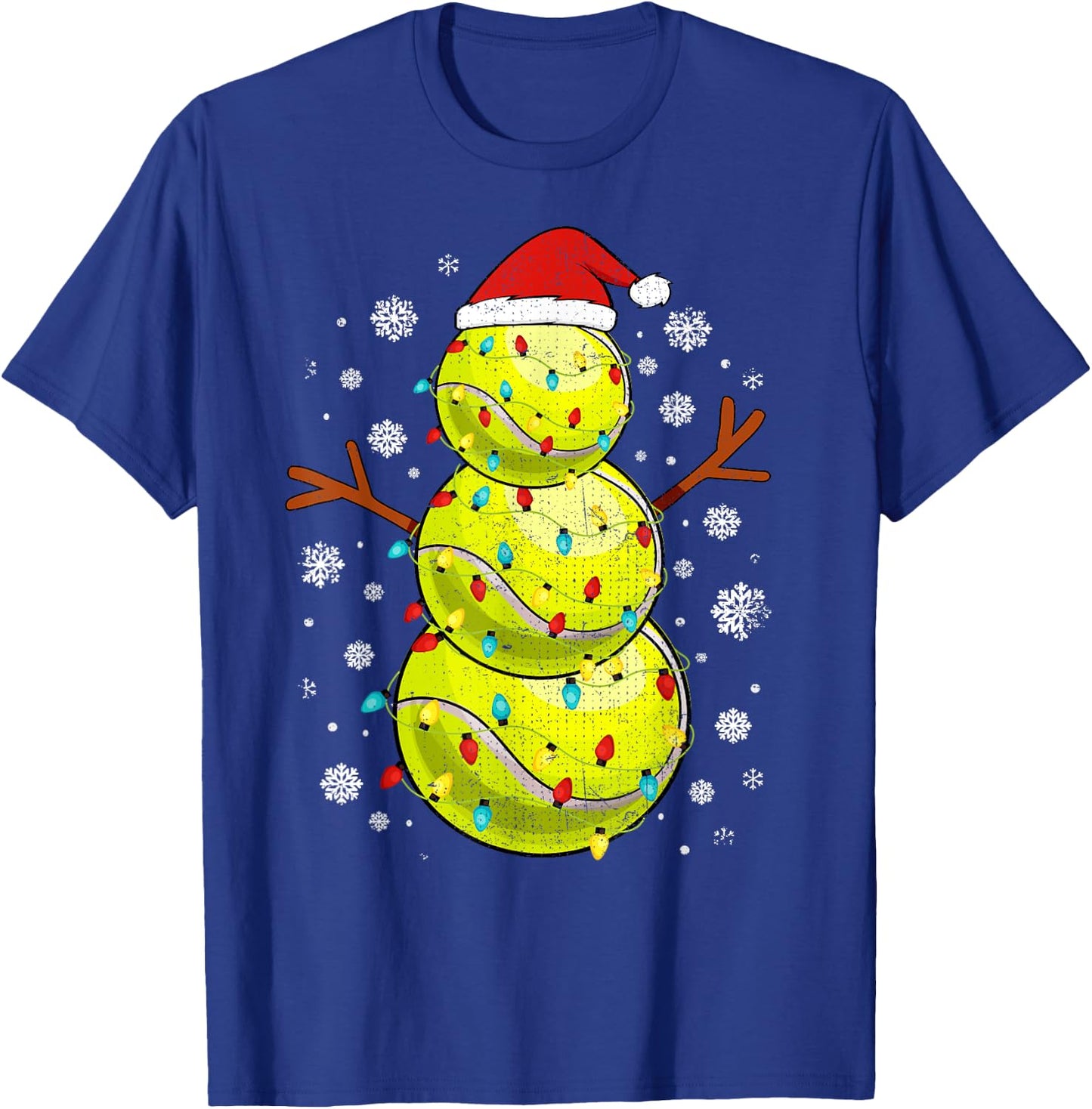 Tennis Snowman Sports Christmas T-Shirt - T-Shirt | Royal