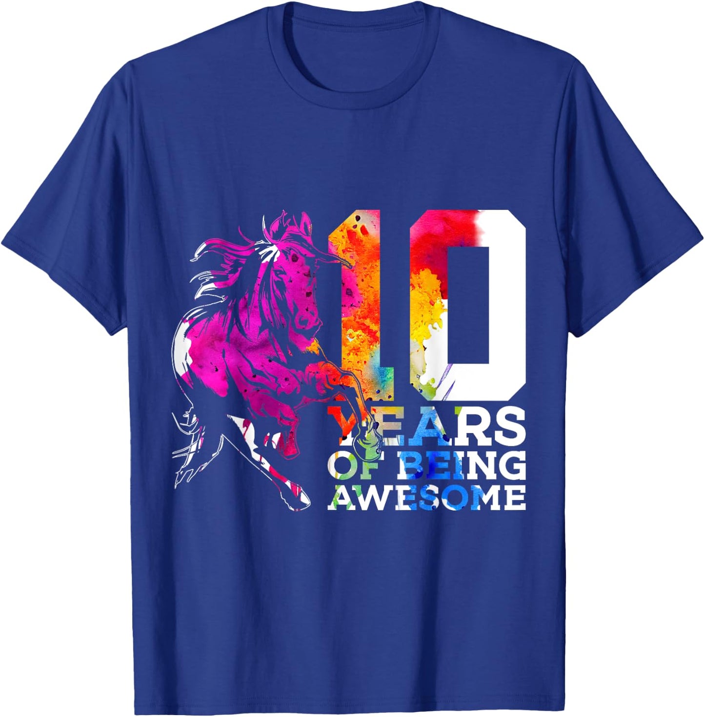 Horse 10 Years of Being Awesome Riding 10th Birthday T-Shirt - T-Shirt | Royal