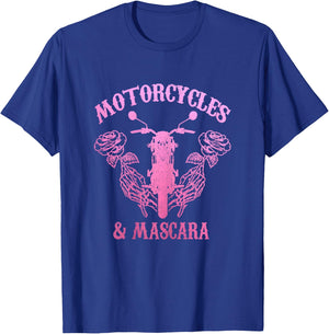 Motorcycles & Mascara Biker Girl Pink Vintage T-Shirt - T-Shirt | Royal