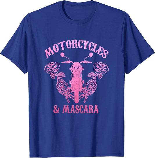 Motorcycles & Mascara Biker Girl Pink Vintage T-Shirt - T-Shirt | Royal