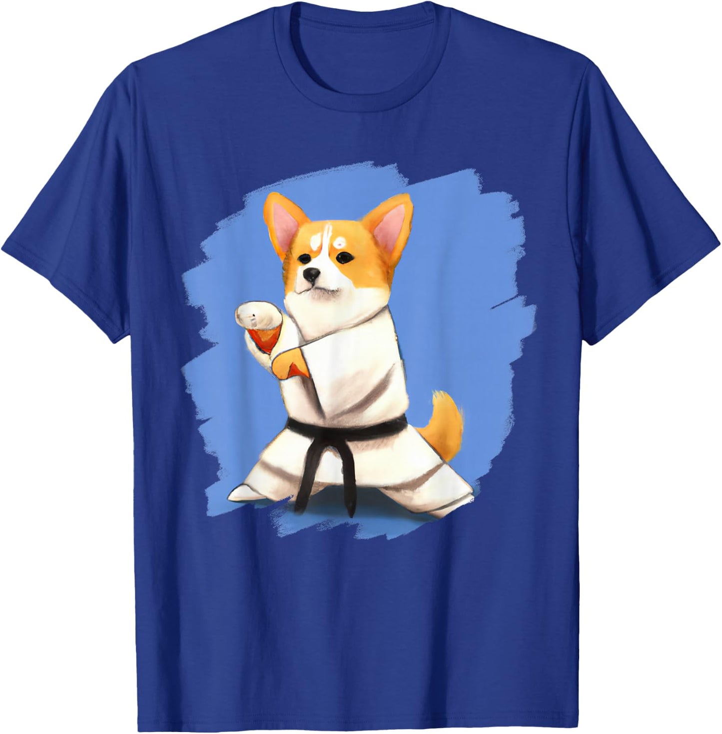 Corgi Doing Karate Kick Black Belt Martial Arts Dog T-Shirt - T-Shirt | Royal