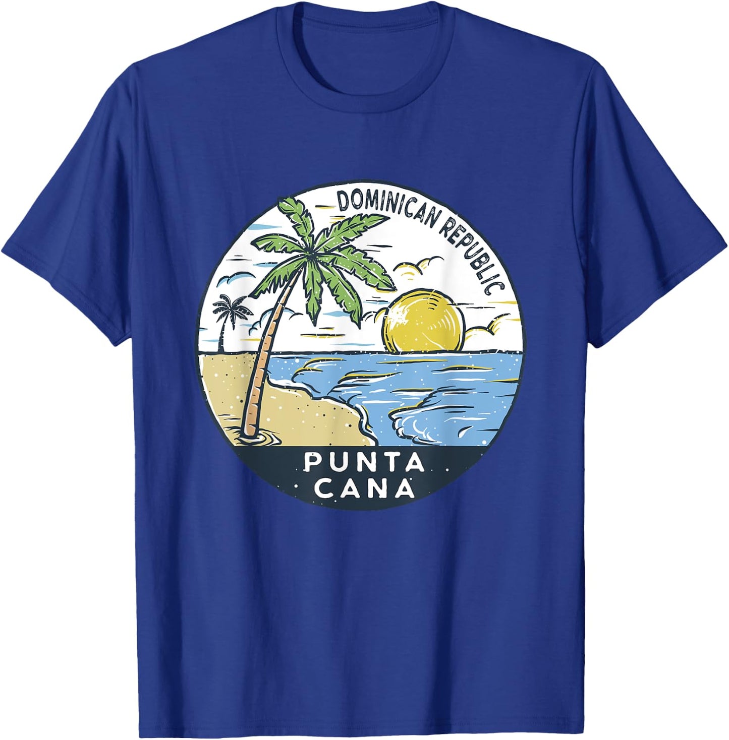 Punta Cana Dominican Republic Illustrated Ocean Vintage T-Shirt - T-Shirt | Royal