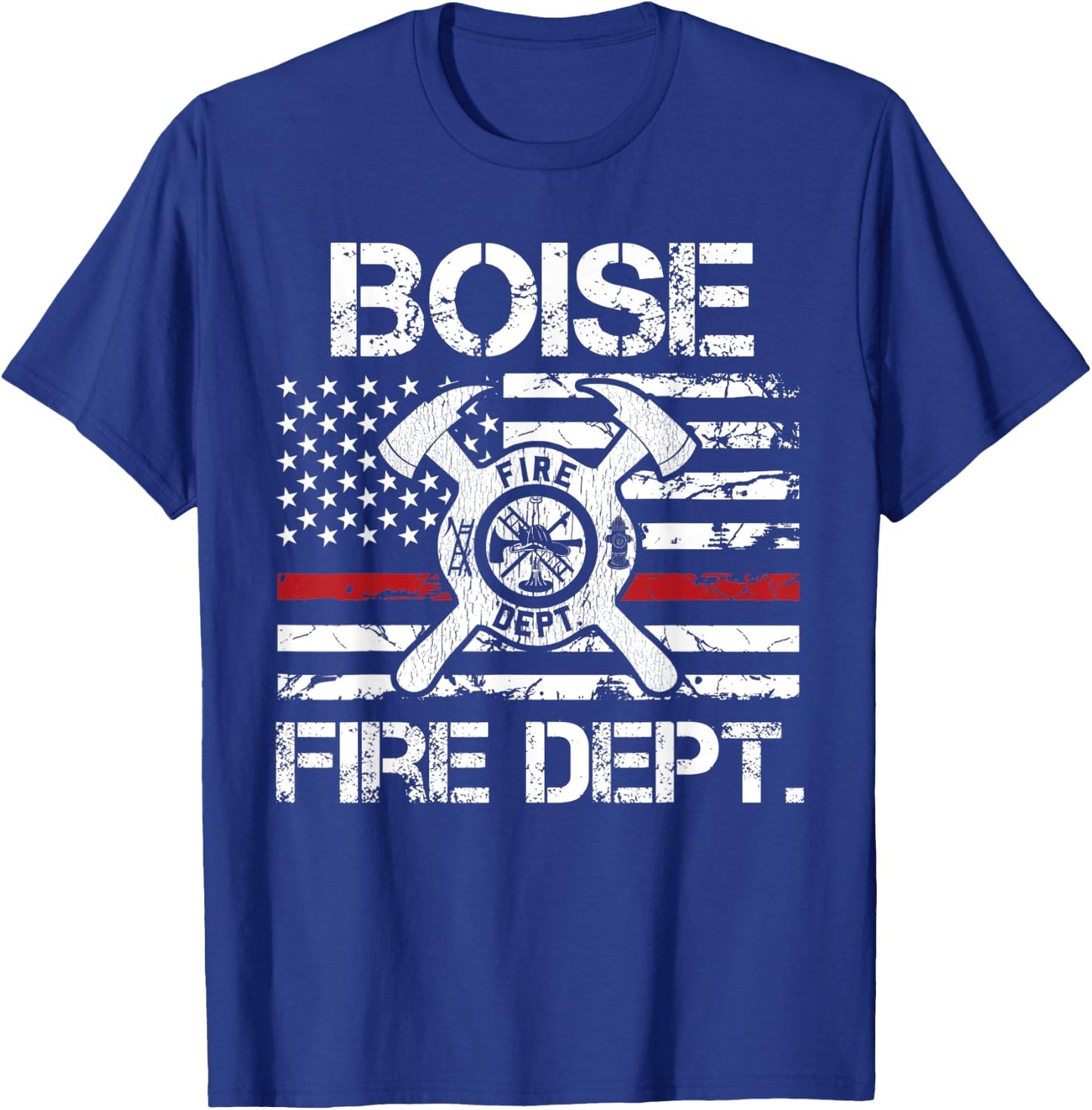 Boise Idaho Fire Department Thin Red Line Logo T-Shirt - T-Shirt | Royal