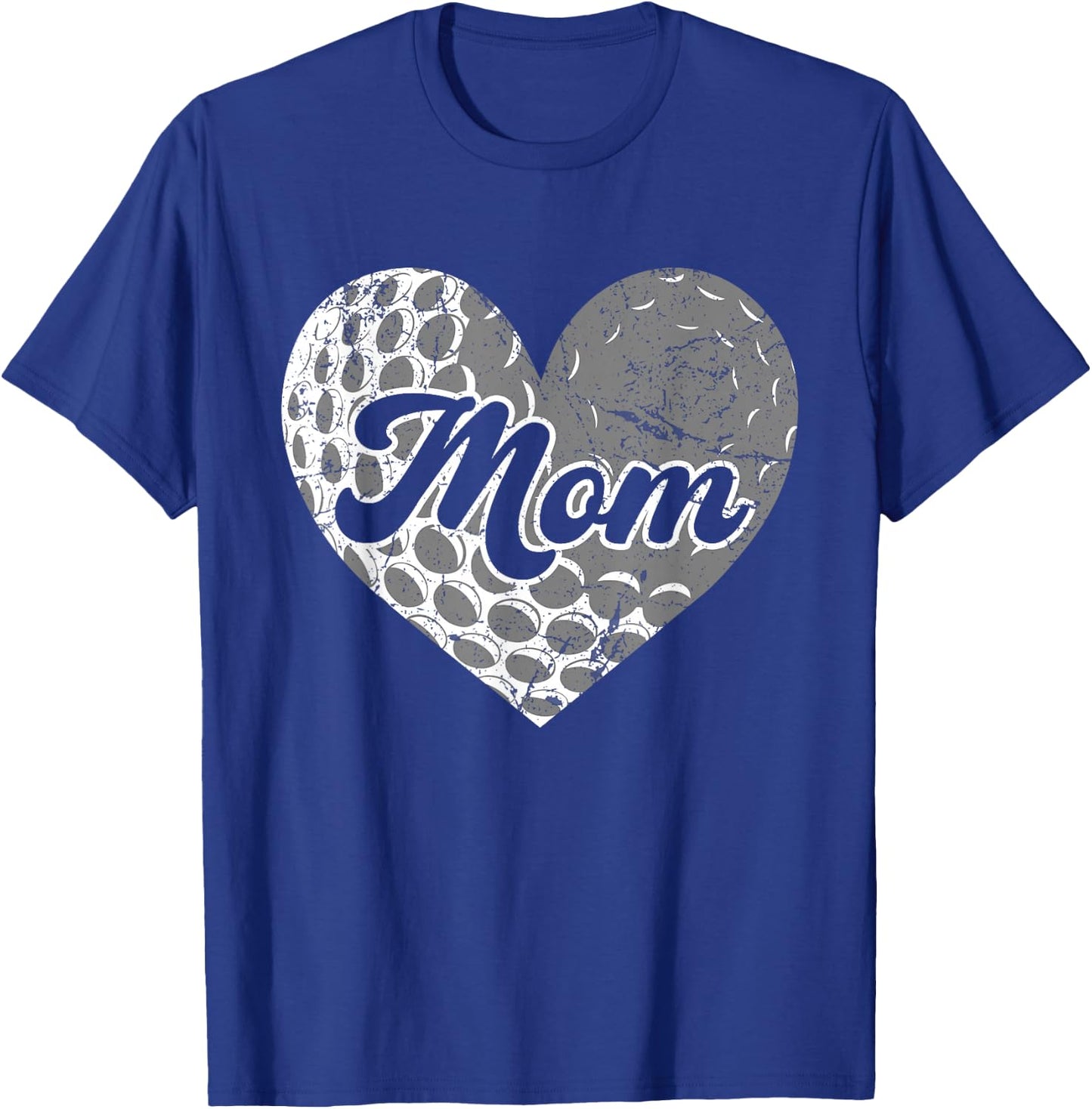Mother's Day Distressed Heart Golf Mom Mama Sport Fan T-Shirt - T-Shirt | Royal