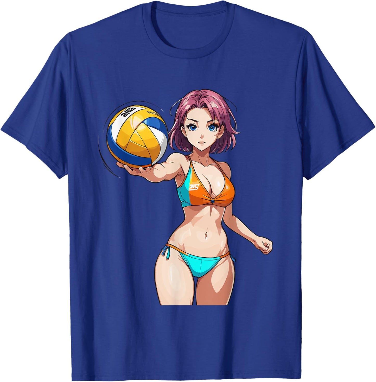 Sexy Fitness Anime Volleyball Girl in Sport Outfit T-Shirt - T-Shirt | Royal