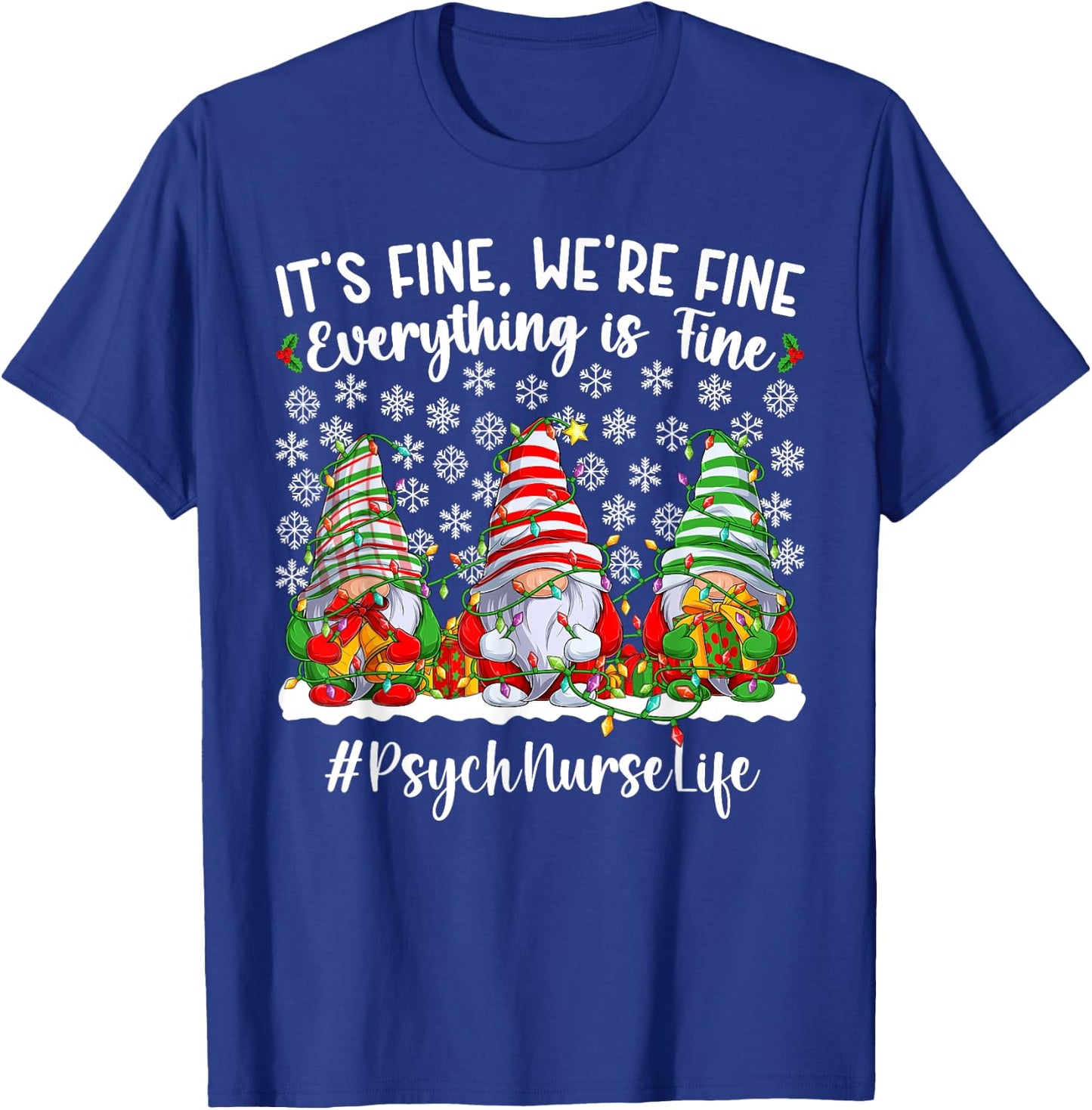 Funny Psych Nurse Christmas Psychiatric Nursing Xmas Party T-Shirt - T-Shirt | Royal
