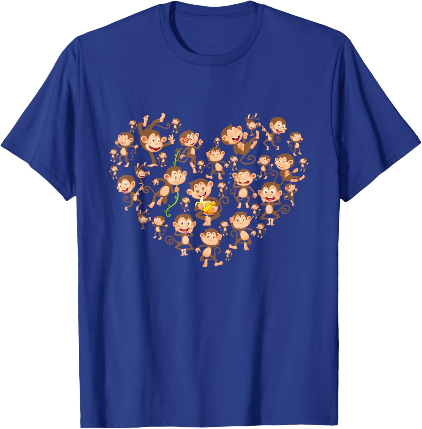Monkey Heart Shaped Design - Monkeys Primate Animal Lover T-Shirt - T-Shirt | Royal